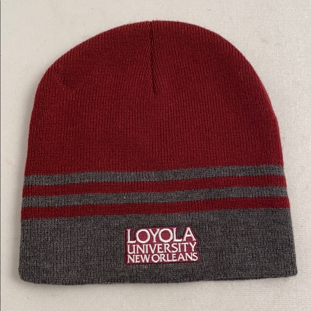 Logo Fit Loyola University red and gray knit beanie hat